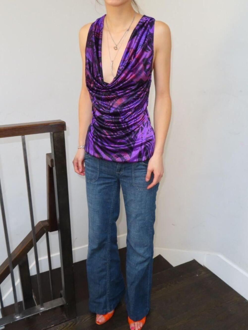 Wet Seal Women's Black and Purple Shirt